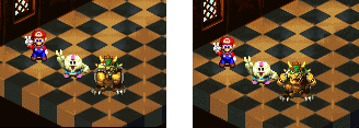 Bowser's "winning pose" in Super Mario RPG.